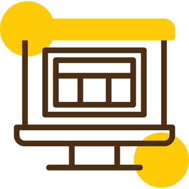 Web simgesi olan dizüstü bilgisayar, basit vektör illüstrasyonu