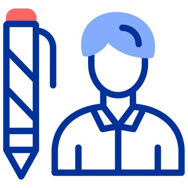 Mavi kalemli adamın vektör çizimi