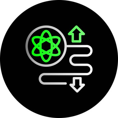 Yeşil bir simge ve bir atomun vektör çizimi