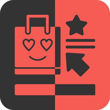 Kalp ve vektör illüstrasyonlu alışveriş çantası