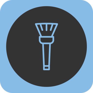 Meşale vektör simgesi. bu yuvarlak düz sembol beyaz arkaplanda mavi ve gri renklerle çizilir.