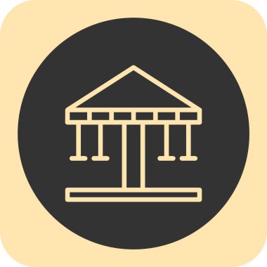 Banka binası simgesi soyut arkaplanda izole edildi