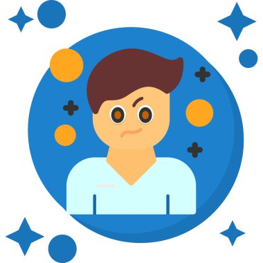 Mavi yıldızlı tişörtlü adam.