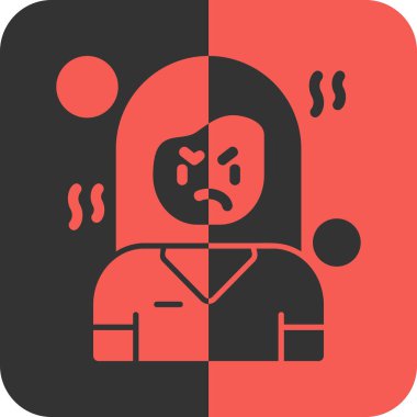 Kızgın yüzlü kötü adamın düz simgesi