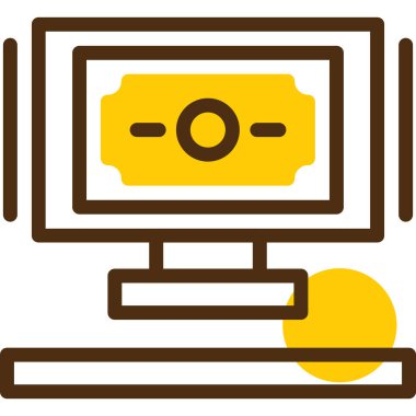 Para Sarı Doğrusal Çember Ağ simgesi, vektör illüstrasyonu