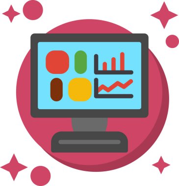 analitik monitör simgesi, vektör illüstrasyonu