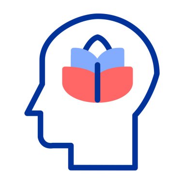 Kitaplı beyin. düz simge tasarımı.