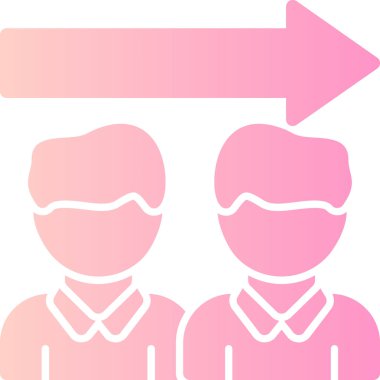 İnsanlar ve uzaklık ikonu. Pembe arka planı olan insanların çizimi.