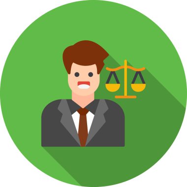 Avukat yassı simgeler vektör illüstrasyon grafik tasarımı