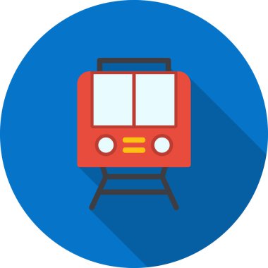 Tren ikonu. Beyaz arkaplanda izole edilmiş web tasarımı için demiryolu vektör simgesinin basit çizimi