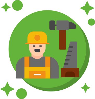 İnşaatçı adam inşaat simgesi düz stil