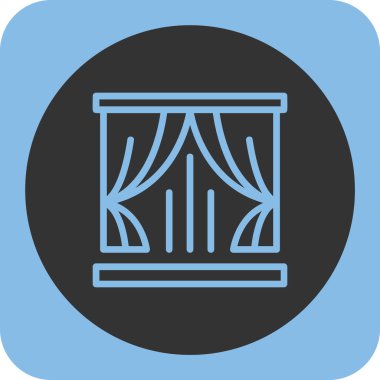 perde simgesi. Çizim tasarım biçimi gri ve cyan renkleridir