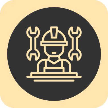 İngiliz anahtarı olan bir adamın vektör çizimi