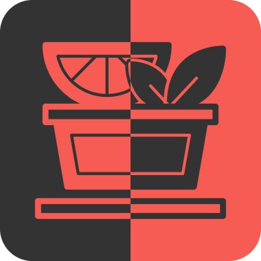 Yiyecek ve içecek simgesinin vektör çizimi. Ağ için siyah stok sembolü seti.