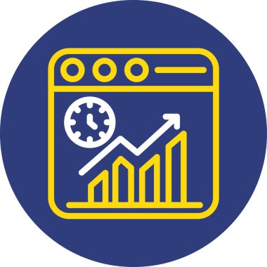 bar çizelgesi sunum simgesi. Vektör illüstrasyon biçimi yuvarlak açılar, sarı renk, beyaz arkaplan içindeki ikonik düz semboldür.