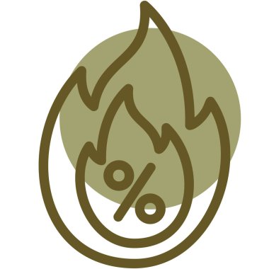 Alev vektör simgesini ateşle. biçim düz sembol, kahverengi renk, yuvarlak açılar, beyaz arkaplan