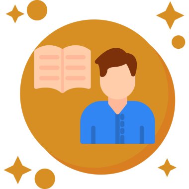 Bir kitap ikonu olan adam, vektör illüstrasyonu