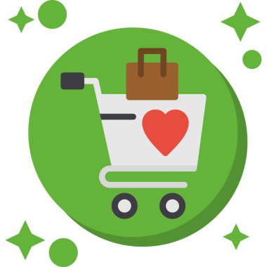 Uzun gölgeli bir alışveriş arabası simgesi, 10 Pound.