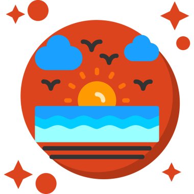 Düz stil yaz tatili ikonu