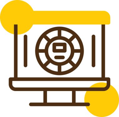 Sepet simgesi ile bilgisayar monitörü, basit vektör illüstrasyonu