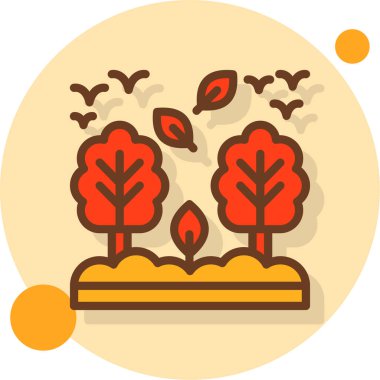 Sonbahar ormanı düz ikonu, vektör, illüstrasyon