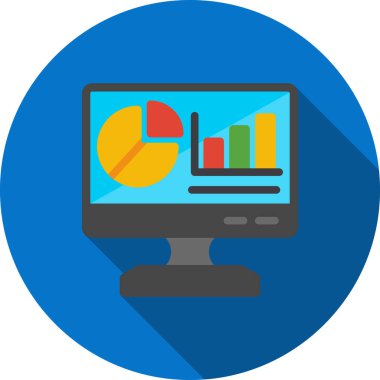 istatistik grafiği vektör illüstrasyonlu bilgisayar monitörü
