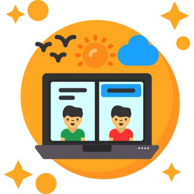 Düz biçimli bulut hesaplama teknolojisi simgesi