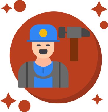 Çekiç ve çekiçle çalışan işçi..