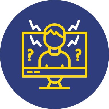 Soru işareti olan dizüstü bilgisayar. Basit tasarım