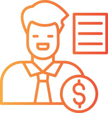 İş adamı finans simgesi ana hat biçiminde