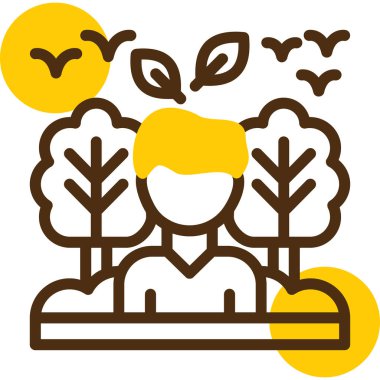 Sarı tişörtlü ve çiçekli bir adamın vektör çizimi