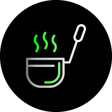 Sıcak tava ve kaşık ikonu. vektör illüstrasyonu