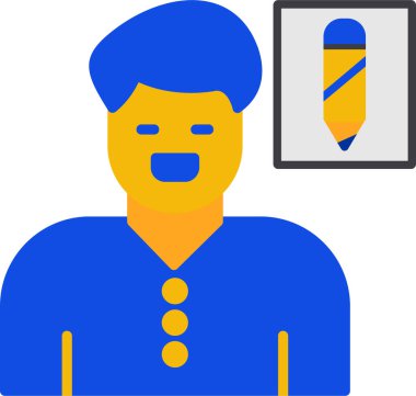 Bir kitap ikonu olan adam, basit vektör çizimi