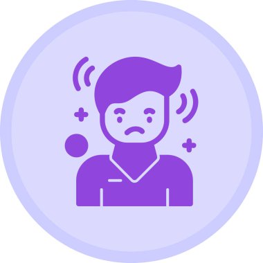 Konuşma baloncukları olan kafası olan bir adam.