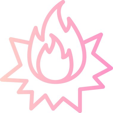 İçi doldurulmuş yanan ateş alev simgesi - taslak biçimi