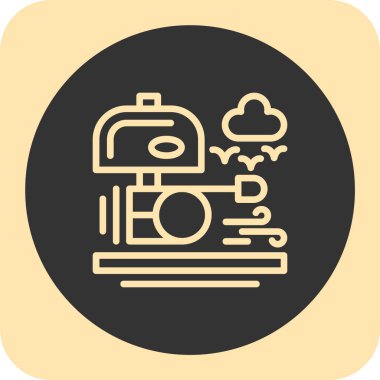 Kişisel seyahat ve kamp haritası simgesi çizimi. Güzel ve mutlu tatil simgeleri.