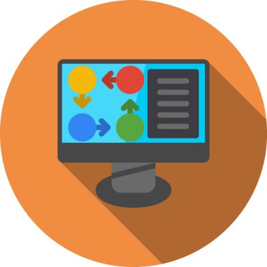 Bilgisayar & ağı için iş yönetimi düz simgesi