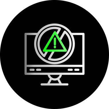 Bir üçgen simgesi ile bilgisayar monitörü