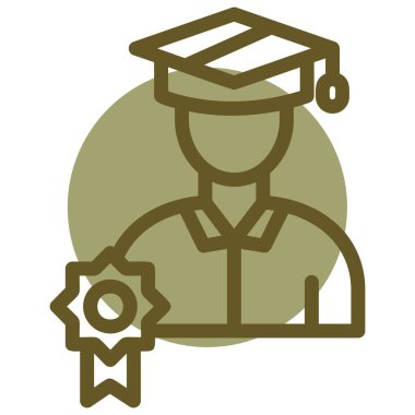 Öğrenci mezuniyet simgesi arka planda izole edilmiş moda satır biçimi