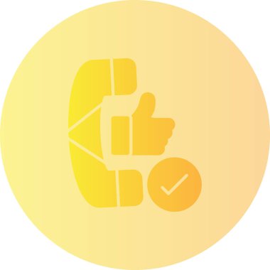 başparmak yukarı ve telefon vektör simgesi basit düz resimleme