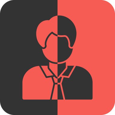 Doktor vektör ikonu. Bu düz yuvarlak sembol yoğun kırmızı ve siyah renkler kullanır ve beyaz arkaplanda izole edilir