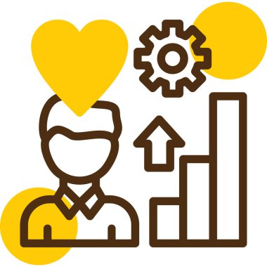 İşletme yönetimi simgeleri. trend düz biçimli sarı vektör renk simgeleri