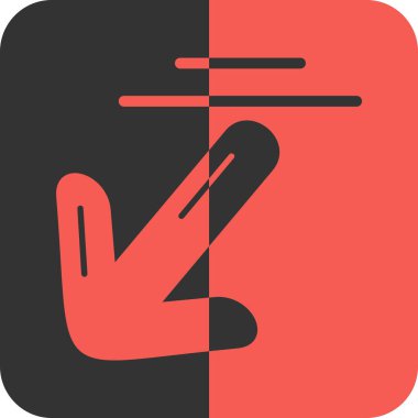 Siyah arkaplanda kırmızı düğmesi olan bir insan elinin vektör simgesi.