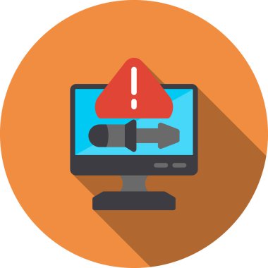 Uyarı işareti ile bilgisayar monitörü, uyarı alarmı