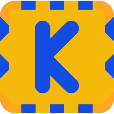 Alfabe. K harfi basit simge, vektör.