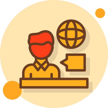 Bilgisayar ve dizüstü ikonu olan iş adamı, vektör illüstrasyonu