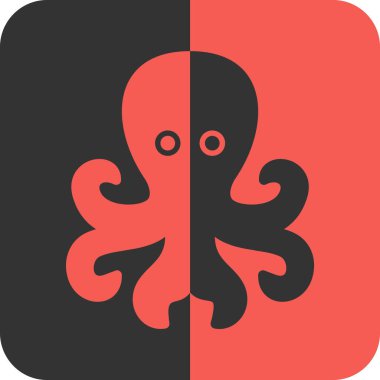 Ahtapot ikonu. Web için ahtapot vektör simgesinin düz çizimi