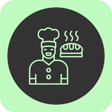 Şef simgesi soyut arkaplanda izole edildi