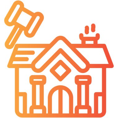 Ev inşa vektör simgesi. Taslak vektör çizgisi sembolü. turuncu renk izole edilmiş pictogram.