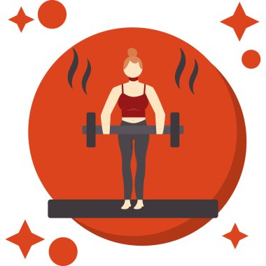 Ağırlığı spor salonu vektör illüstrasyonu olan bir kadın.